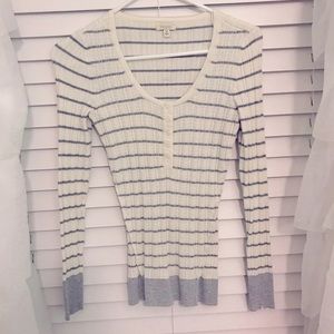 Grey striped long sleeve sweater
